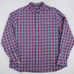 Vineyard Vines Multi Check Twill Shirt Mens XL Blue Red Long Sleeve Button Down